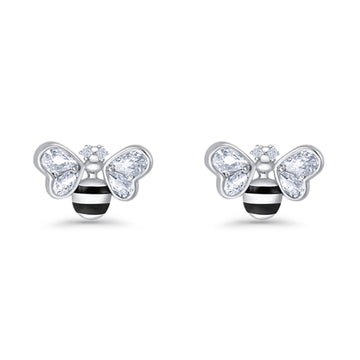 Bee Stud Earring 11.8mm Pear Cubic Zirconia 925 Sterling Silver Wholesale
